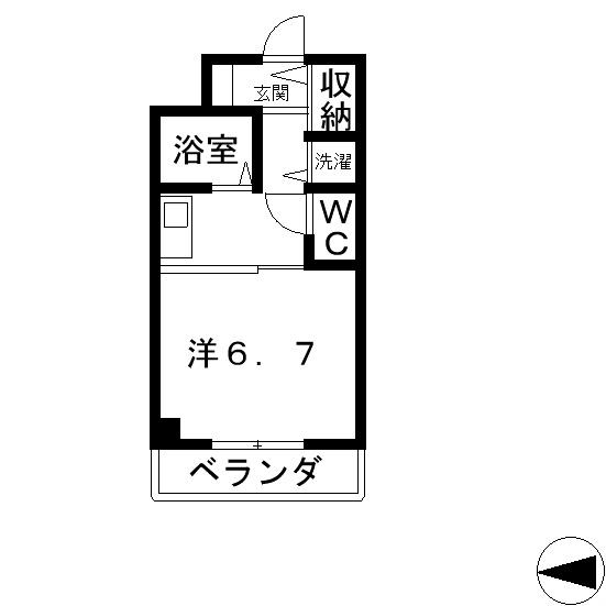 SUNVALLEY南草津(1K/3階)の間取り写真
