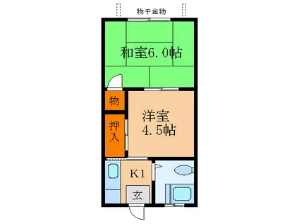 茜ハイツ(2K/2階)の間取り写真