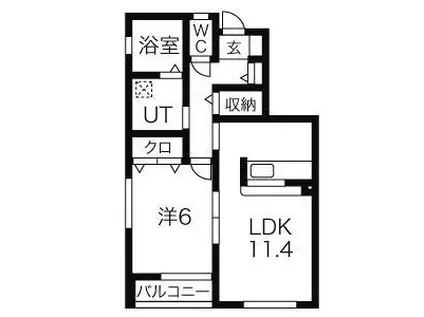 ウエストパル浮島A(1LDK/1階)の間取り写真