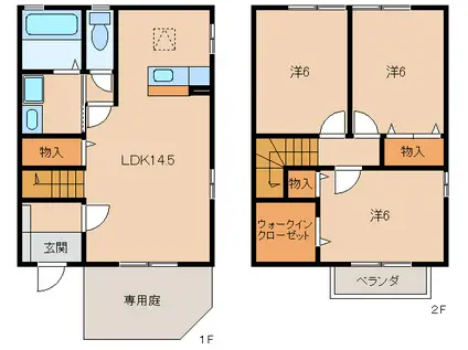 アトラス西高松 B棟(3LDK/1階)の間取り写真