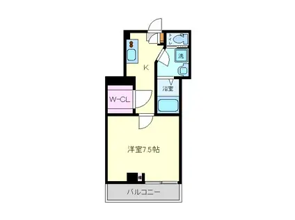 サンビレイ3(1K/1階)の間取り写真