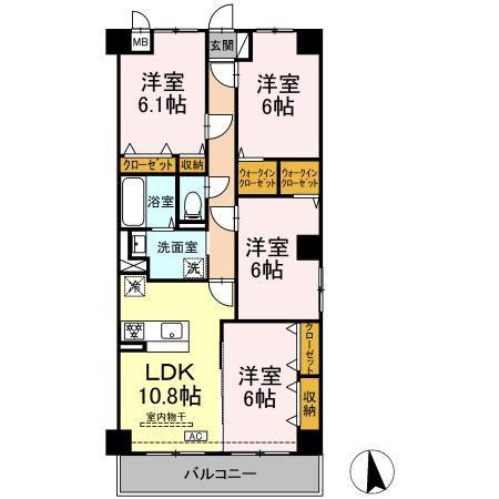 グランヴェールにしすな(4LDK/3階)の間取り写真