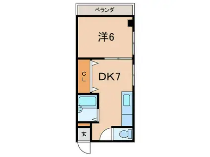 トータクハイツ(1DK/2階)の間取り写真