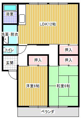 コーポテラ(2LDK/2階)の間取り写真