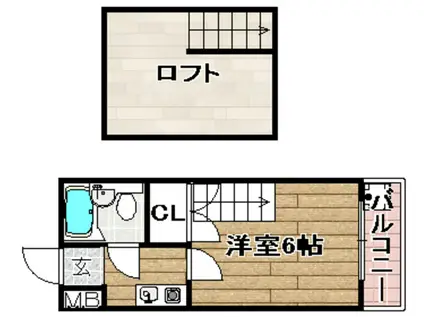 ハイツ江東Ⅰ(1K/2階)の間取り写真