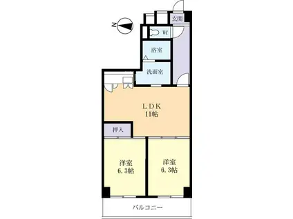 グランブリック水戸(3LDK/6階)の間取り写真