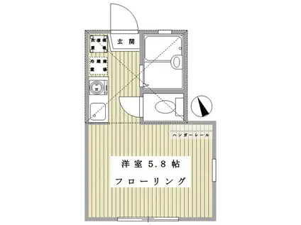 ルーエ渕野辺(ワンルーム/2階)の間取り写真