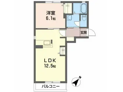ドーノマエA(1LDK/1階)の間取り写真