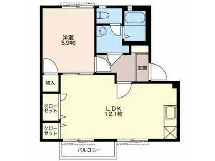 ファミール西日野 C棟(1LDK/2階)の間取り写真