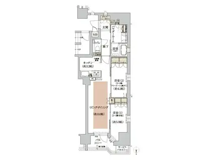 プレミスト京都 御池通(2LDK/4階)の間取り写真