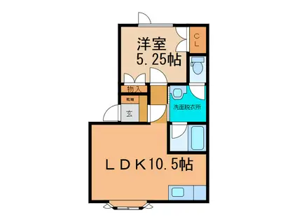 ライフマンション(1LDK/2階)の間取り写真