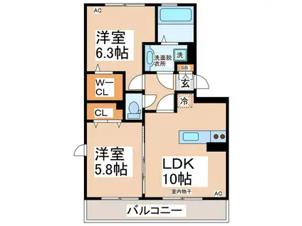さくらめんと(2LDK/1階)の間取り写真