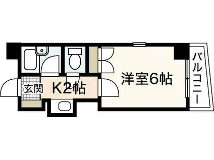 ウエストウッドII(1K/3階)の間取り写真