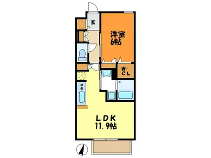 アプリコート(1LDK/1階)の間取り写真