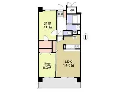 フィール清船(2LDK/10階)の間取り写真