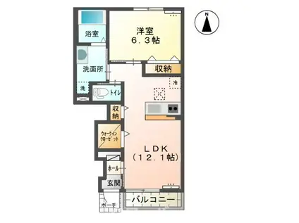 プティ・フルール(1LDK/1階)の間取り写真