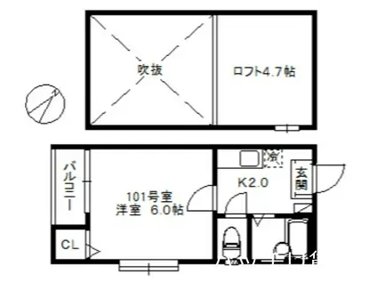 ポラリス藤崎(1K/1階)の間取り写真