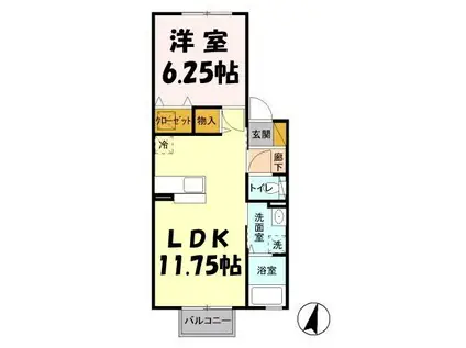 アモーレⅡ(1LDK/1階)の間取り写真