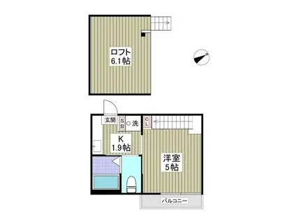 ダルーチャ北初富II(1K/2階)の間取り写真