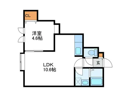 LOTUS27 ロテュス27(1LDK/2階)の間取り写真