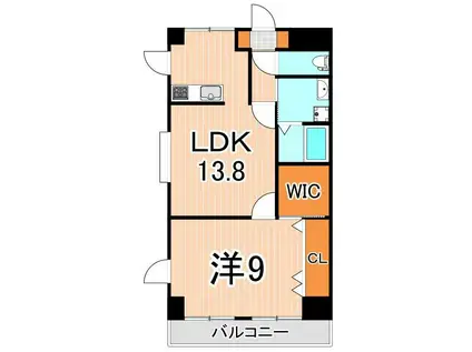 クイーンパレス浅伊(1LDK/9階)の間取り写真