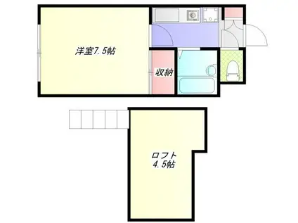 ヴェルテ奥西II(1K/2階)の間取り写真