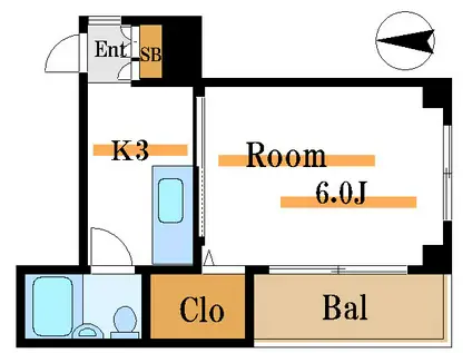 サンハイツ永岡(1K/3階)の間取り写真