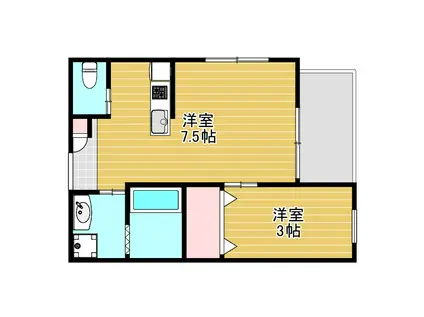 リアコート石橋II(1DK/3階)の間取り写真