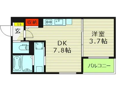 Z COURT 京橋(1LDK/4階)の間取り写真