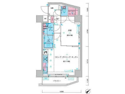 GENOVIA三ノ輪IIISKYGARDEN(1LDK/9階)の間取り写真