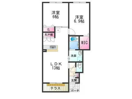 サンシエスタ(2LDK/1階)の間取り写真
