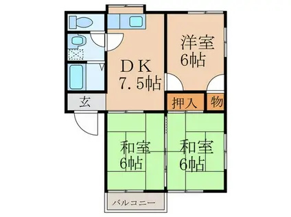 コーポ田園 A(3DK/2階)の間取り写真