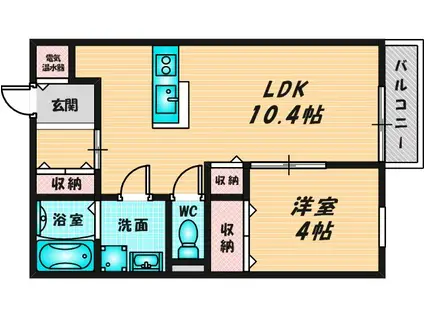 ベイサージュN(1LDK/1階)の間取り写真