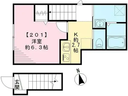 SOLEIL方南 ソレイユホウナン(1K/2階)の間取り写真
