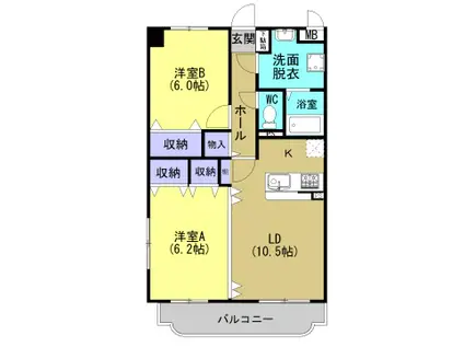 Y&MドリームIII(2LDK/6階)の間取り写真