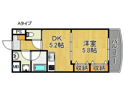 カーサ恵風(1DK/2階)の間取り写真