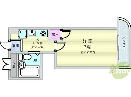 シャトレーツカサ(1K/3階)の間取り写真