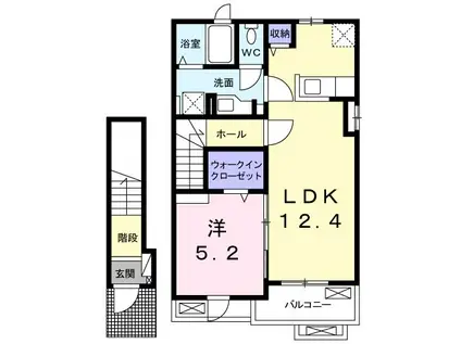 アイティヴィレッジII(1LDK/2階)の間取り写真