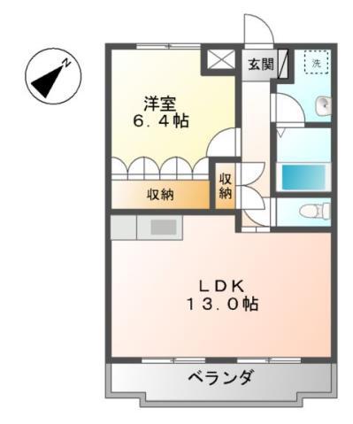 エルンテ・オーシモ(1LDK/1階)の間取り写真
