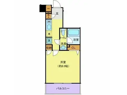 アワーズメジロアヴェニュー(1K/4階)の間取り写真