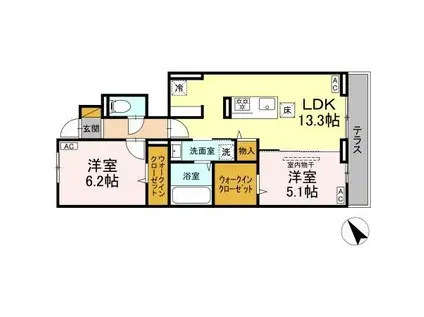 YAMAJUII(2LDK/1階)の間取り写真