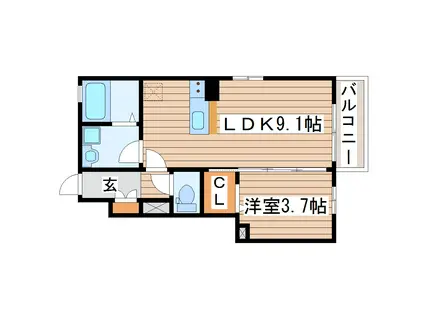 セントレ富沢 II(1LDK/1階)の間取り写真