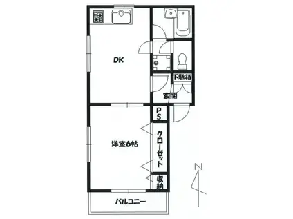 メゾンルミエール(1DK/2階)の間取り写真