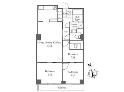 リバーシティ21新川(3LDK/33階)の間取り写真