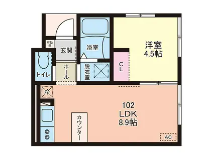 EFFORIA TRIA(1LDK/1階)の間取り写真