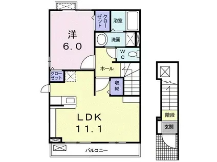 グラン・メランジュI(1LDK/2階)の間取り写真