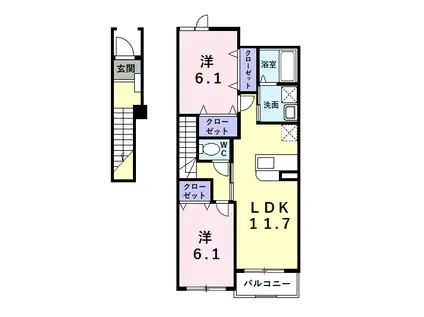 ベルメゾン(2LDK/2階)の間取り写真