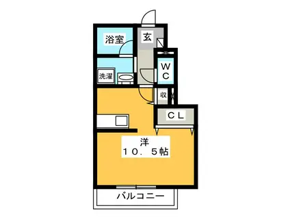 プライムテラス中津川(ワンルーム/1階)の間取り写真