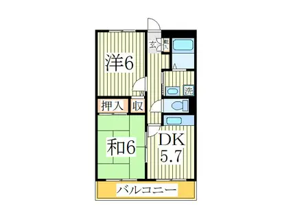 キャトル白山(2DK/3階)の間取り写真