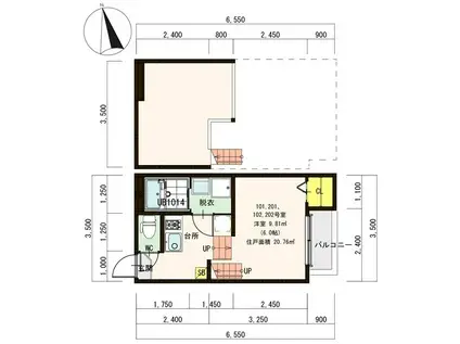 アルテ・グランデ(1K/1階)の間取り写真